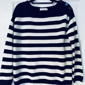 NWOT Promod (France) Cotton Striped Button Shoulder Sweater Size: M